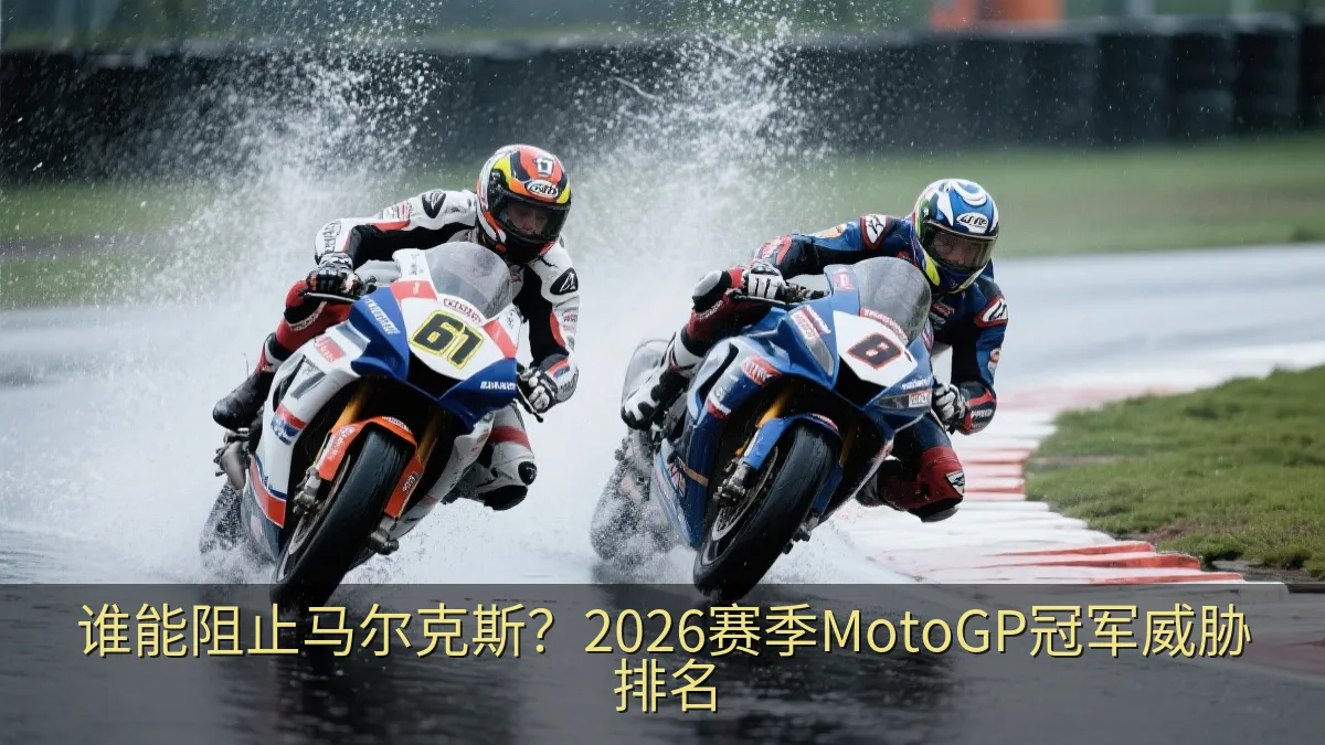 摩托车赛车手在湿滑赛道条件下竞技